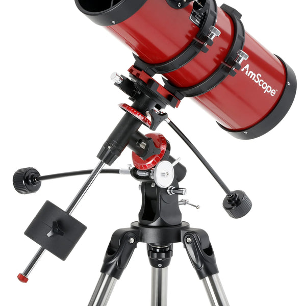 Telescopio Reflector AmScope Serie EQ con Montura Ecuatorial y Trípode de Acero Inoxidable
