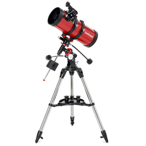 Telescopio Reflector AmScope Serie EQ con Montura Ecuatorial y Trípode de Acero Inoxidable