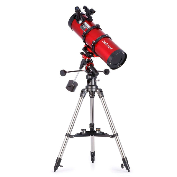 Telescopio Reflector AmScope Serie EQ con Montura Ecuatorial y Trípode de Acero Inoxidable