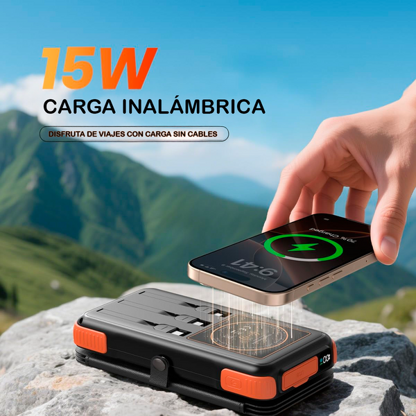 Batería de Reserva Recargable de Alta Capacidad con Cargador Solar Portable Tranmix 25000 mAh