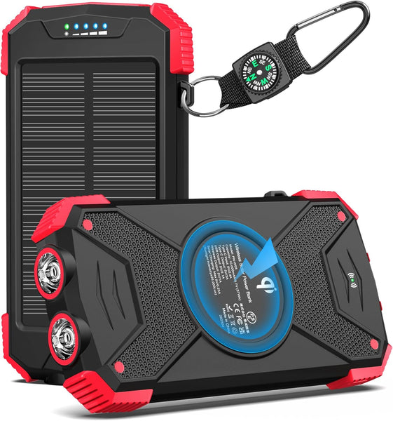 Batería Mini Banco de Energía Solar BLAVOR de 10,000 mAh, 20 W y Cargador Inalámbrico