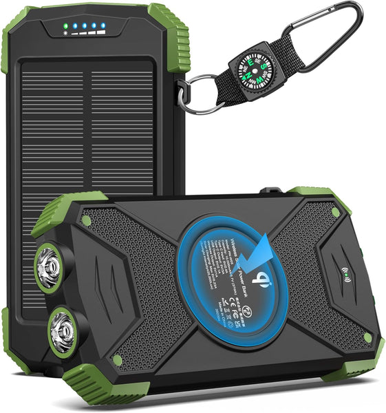 Batería Mini Banco de Energía Solar BLAVOR de 10,000 mAh, 20 W y Cargador Inalámbrico