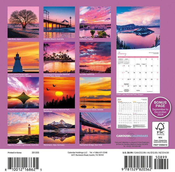 Calendario Mensual de Pared 2025 Atardeceres