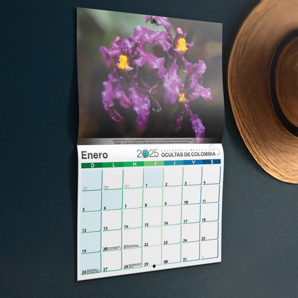 Calendario Mensual de Pared 2025 Maravillas Ocultas de Colombia, Incluye Fechas Mundiales Importantes para la Naturaleza