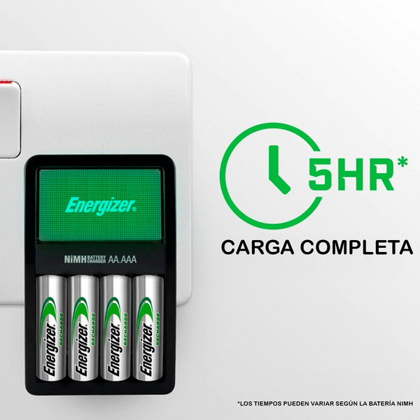 Cargador Maxi Energizer para 4 Baterías AA/AAA