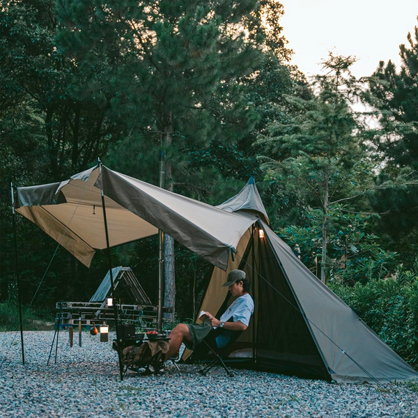 Carpa Pirámide Ranch Fire con Chimenea 4 Estaciones Tipo Tipi 2–4 Personas Impermeable Camping Exterior