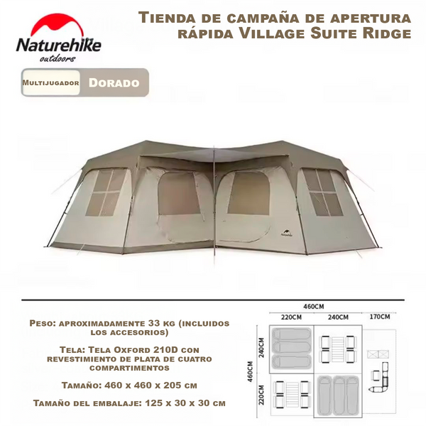 Carpa Village Suite Ridge Automática Para 9 a 12 Personas Naturehike