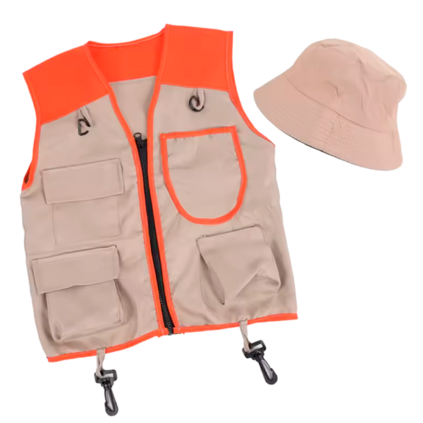 Chaleco y Sombrero de Explorador para Niños, Kit de Aventura al Aire Libre (+3)