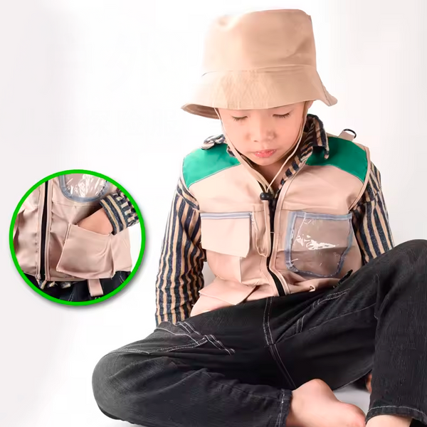 Chaleco y Sombrero de Explorador para Niños, Kit de Aventura al Aire Libre (+3)