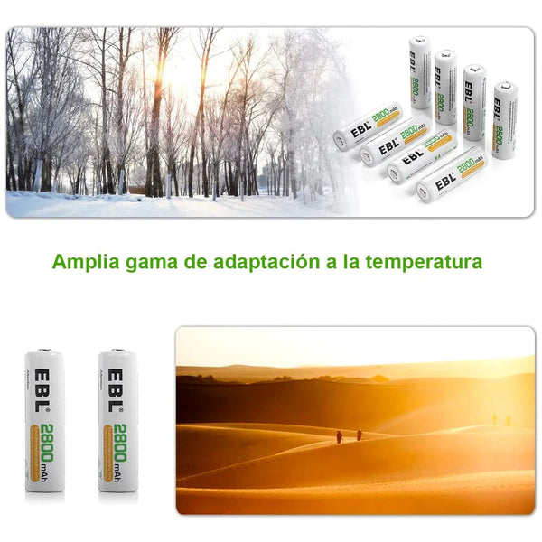 Baterías Recargables EBL AA 2800mAh 