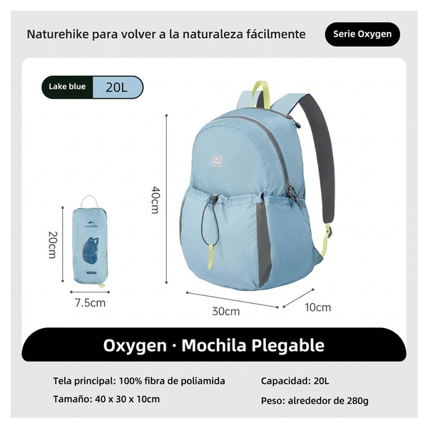 Morral Naturehike Serie Oxygen Ultraligero Plegable de Capacidad de 20 L