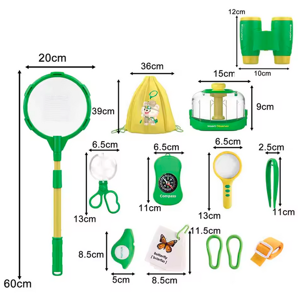 Kit de Coleta de Insetos para Crianças de Brinquedos de Exploração da Natureza ao Ar Livre de 14 Peças Educacional STEM para Caminhadas e Acampamento (+3)