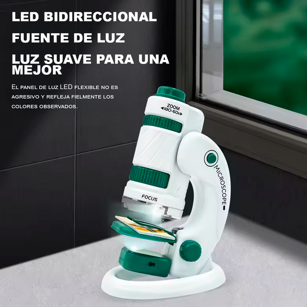 Kit de Microscopio Portátil 60×-120×/180× para Aprendizaje Científico (+6)
