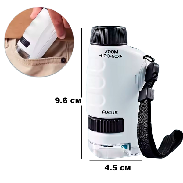 Kit de Microscopio Portátil 60×-120×/180× para Aprendizaje Científico (+6)