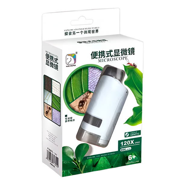 Kit de Microscopio Portátil 60×-120×/180× para Aprendizaje Científico (+6)