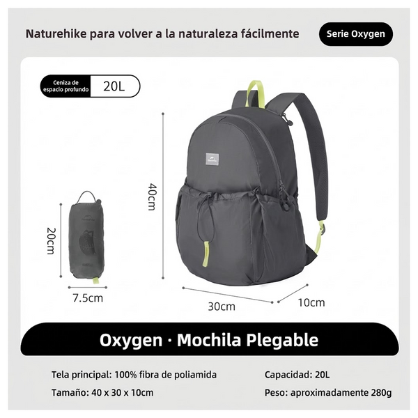 Morral Naturehike Serie Oxygen Ultraligero Plegable de Capacidad de 20 L