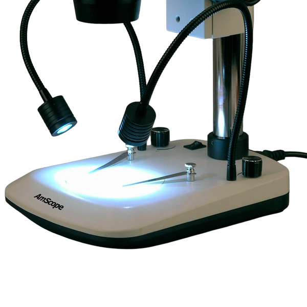Microscopio Estéreo Trinocular AmScope Serie SM1T 7X–45X con Iluminación LED Dual Integrada de Cuello de Ganso