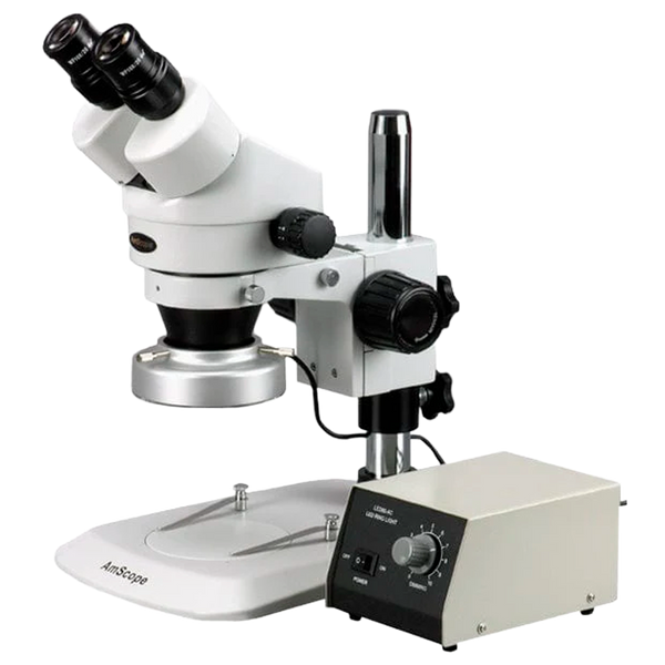 Microscopio Estéreo Zoom 7×45× con Luz Anular de Aluminio de 80 LED