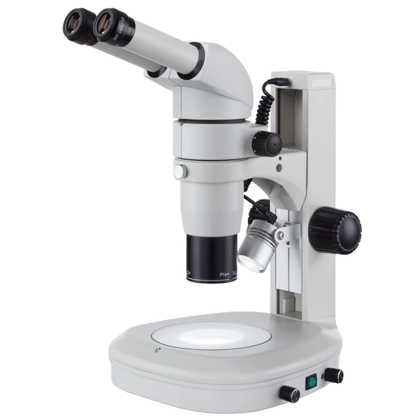Microscopio Estereoscópico Binocular AmScope Serie PM230 con Aumento de 8-80×, Iluminación LED y Soporte base ²⁵
