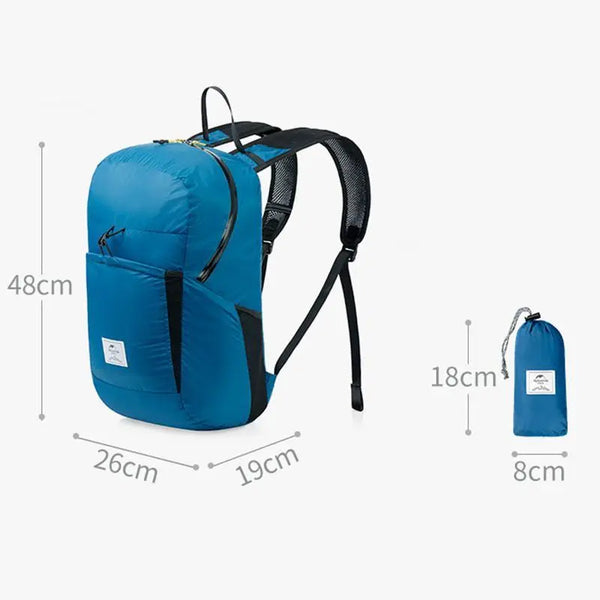 Mochila Plegable Naturehike de 22L con Tela Impermeable 30D y Cremallera YKK Sellada
