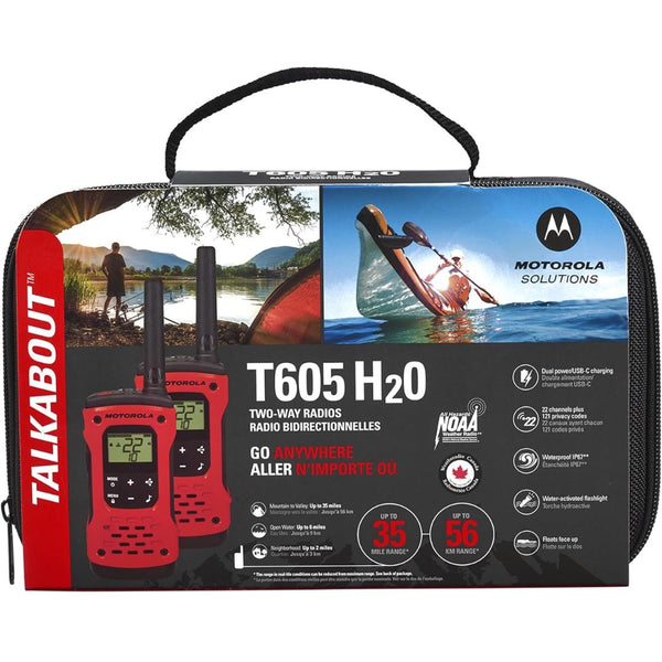 Radio Bidireccional Motorola T605 H2O hasta 35 Millas, 22 Canales