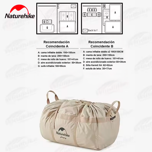 Naturehike 17.2 Carpa Inflable Grande Cabaña Familiar 1 Habitación 1 Sala con Chimenea Camping Glamping