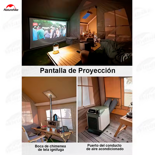 Naturehike 17.2 Carpa Inflable Grande Cabaña Familiar 1 Habitación 1 Sala con Chimenea Camping Glamping