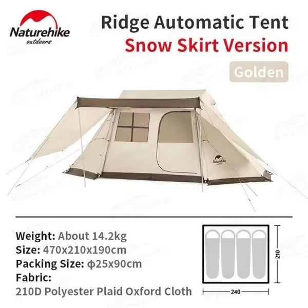 Carpa de Campaña con Faldón Antinevada Naturehike Village 5.0 para 3-4 Personas