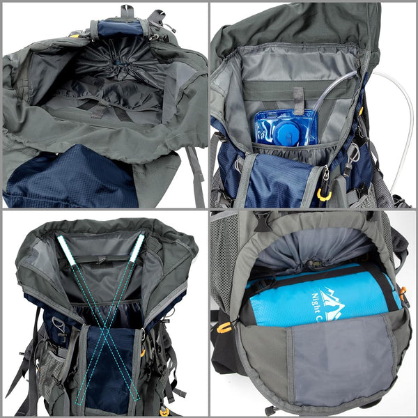 Mochila de Senderismo Night Cat con Marco Interno, Respaldo Ergonómico y Funda Impermeable