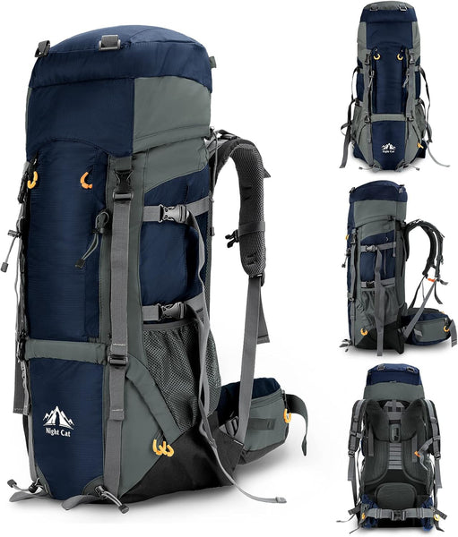 Mochila de Senderismo Night Cat con Marco Interno, Respaldo Ergonómico y Funda Impermeable