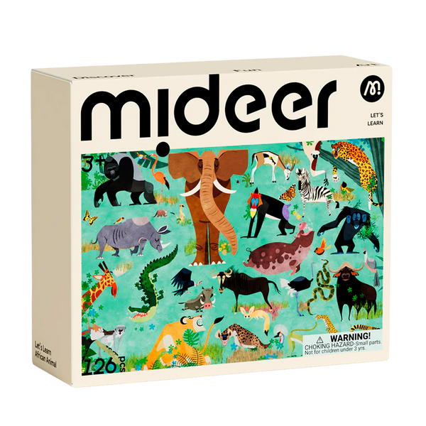 Rompecabezas Mideer Let's Learn de Animales de Africa 126 Piezas (+3)