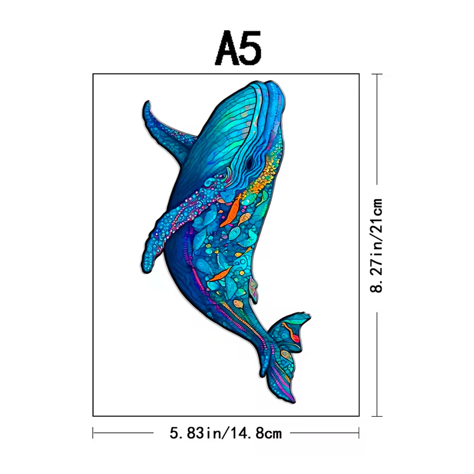 Rompecabezas de Madera de La Ballena Azul Arte Zentangle Incluyendo Pi ...