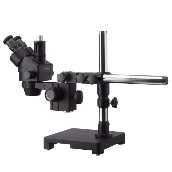 AmScope SM-3T Series Zoom Trinocular Microscopio Estereoscópico en Soporte de Pluma Simple