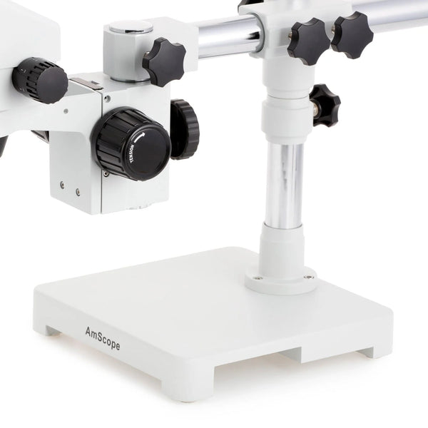 AmScope SM-3T Series Zoom Trinocular Microscopio Estereoscópico en Soporte de Brazo Simple