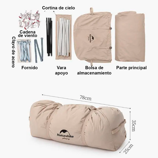 Tienda de campaña Naturehike Extend 4.8 Cotton tipo A con alero para exteriores