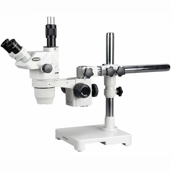 AmScope ZM-3 Series Ultimate Zoom Trinocular Stereo Microscope Magnification on Single Arm Boom Stand