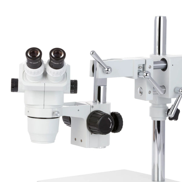 Microscopio Estéreo Binocular de Campo Amplio Extremo AmScope Serie ZM-4 en Soporte de Brazo 3D