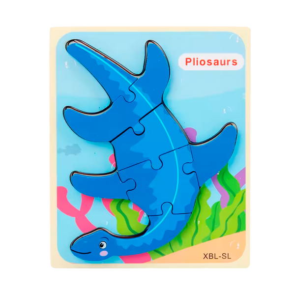 Rompecabezas 3D de Dinosaurio de Madera Estilo Dibujos Animados (+3)