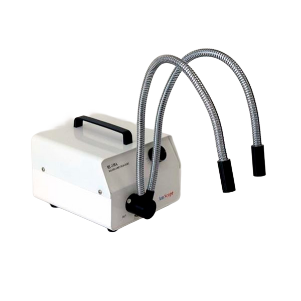Iluminador de Fibra Óptica AmScope de 150W con Cuello de Ganso Doble