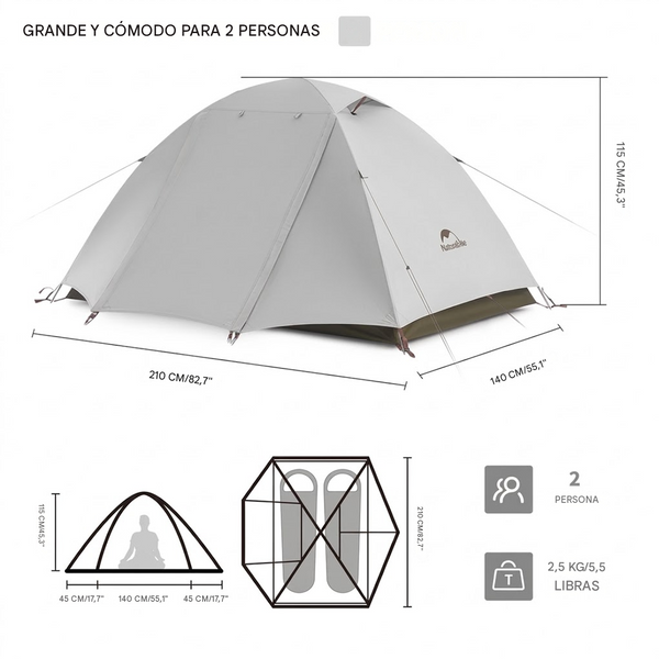 Carpa Domo Naturehike Serie Cloud River para 2 Personas