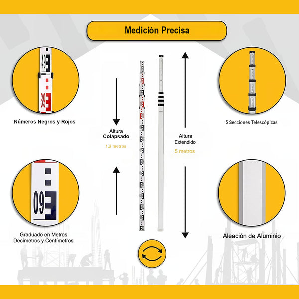 Varas Telescópicas Métricas en Aluminio - 5 m