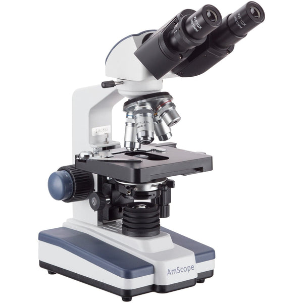 Microscopio Compuesto Binocular AmScope Serie B120 40X–2500X + Cámara 3 MP ²⁶