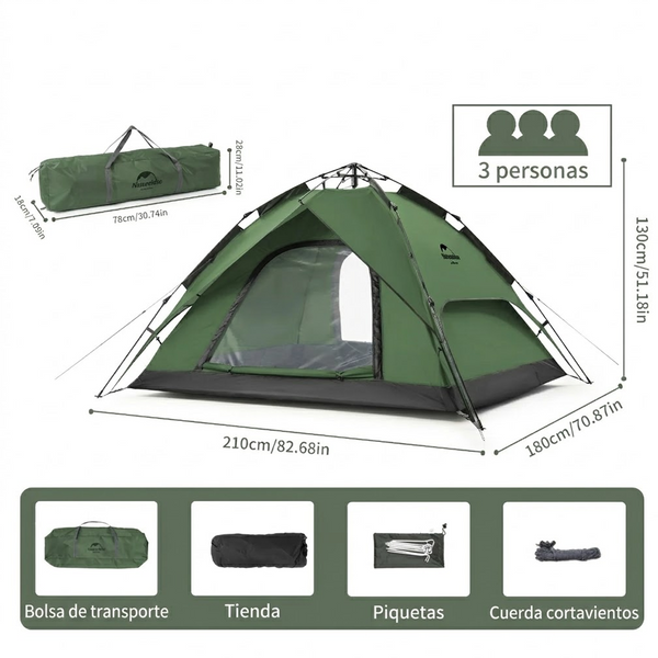 Carpa Emergente Naturehike Serie AutoPop para 4 Personas