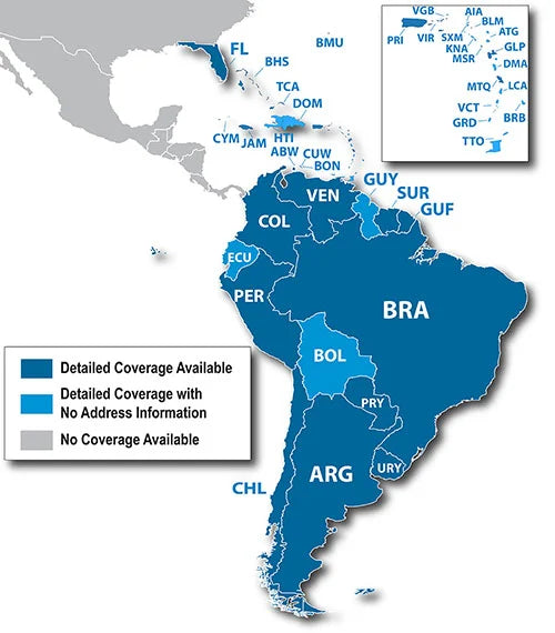 Mapa de Suramérica e Islas del Caribe Garmin para Ciclistas