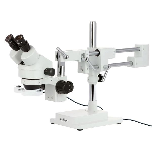 Microscopio Binocular Amscope Soporte de Pluma - 3.5X-90X / Luz Tipo Anillo 