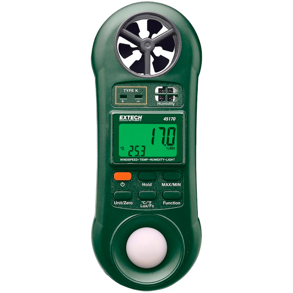 Medidor Extech Humedad, Temperatura, Flujo de Aire y Luz