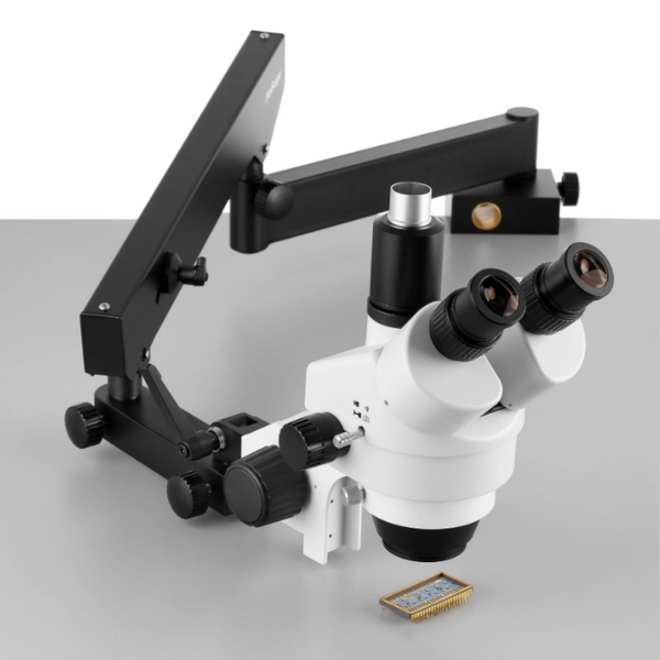 Microscopios Estereo Trinocular AmScope Serie SM-6TX con Aumento de 3.5-45x, Iluminación Fluorescente y Soporte de pluma articulado con abrazadera ²⁶