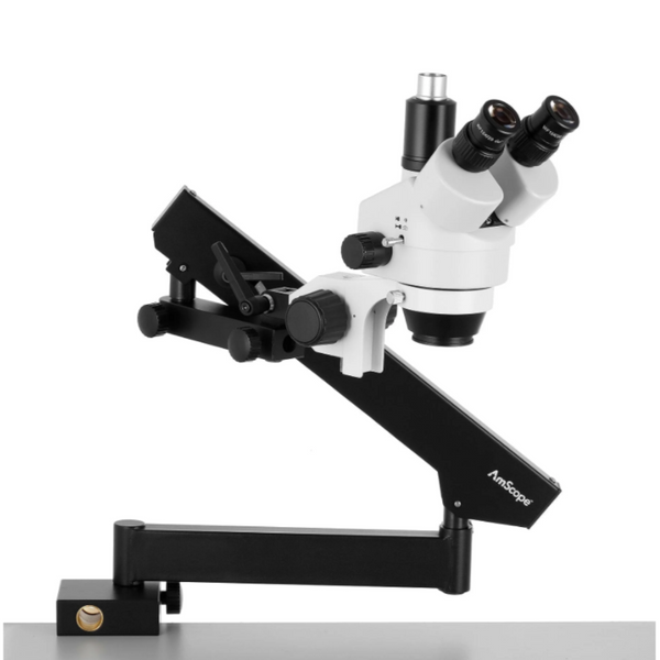 Microscopios Estereo Trinocular AmScope Serie SM-6TX con Aumento de 3.5-45x, Iluminación Fluorescente y Soporte de pluma articulado con abrazadera ²⁶
