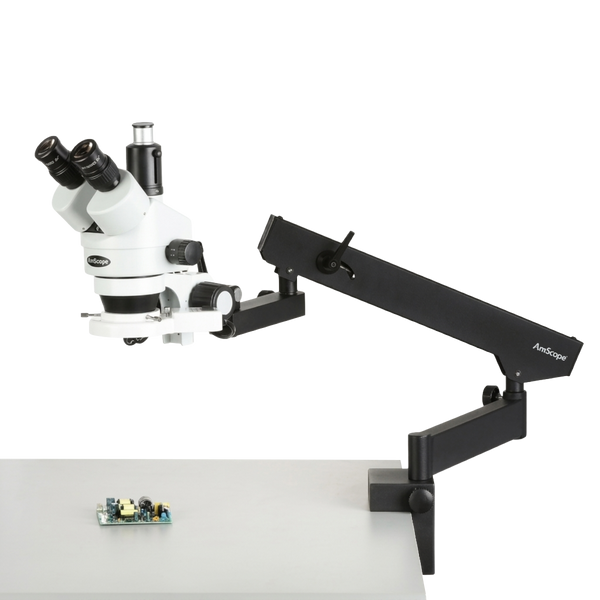 Microscopios Estereo Trinocular AmScope Serie SM-6TX con Aumento de 3.5-45x, Iluminación Fluorescente y Soporte de pluma articulado con abrazadera ²⁶