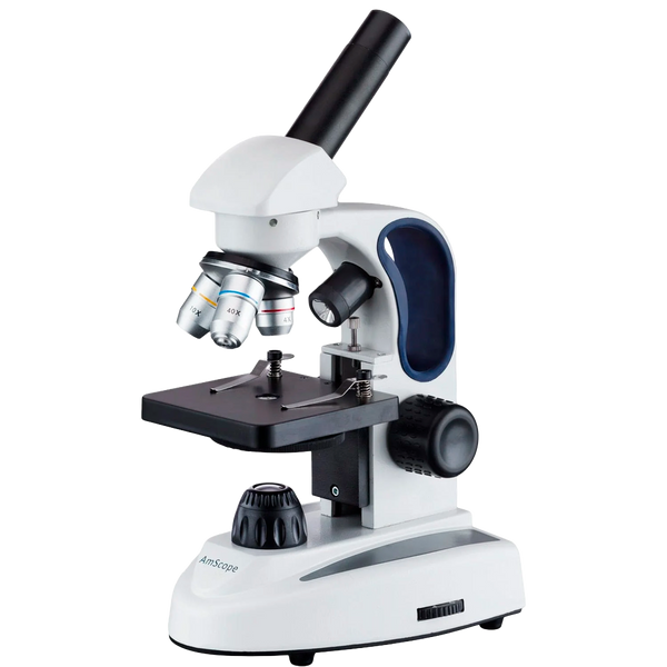 Microscopio Biológico Monocular AmScope Serie M149C con Aumento de 400× e Iluminación LED ²⁶